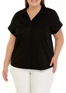 THE LIMITED Plus Size Dolman Sleeve Collared Shirt | Belk