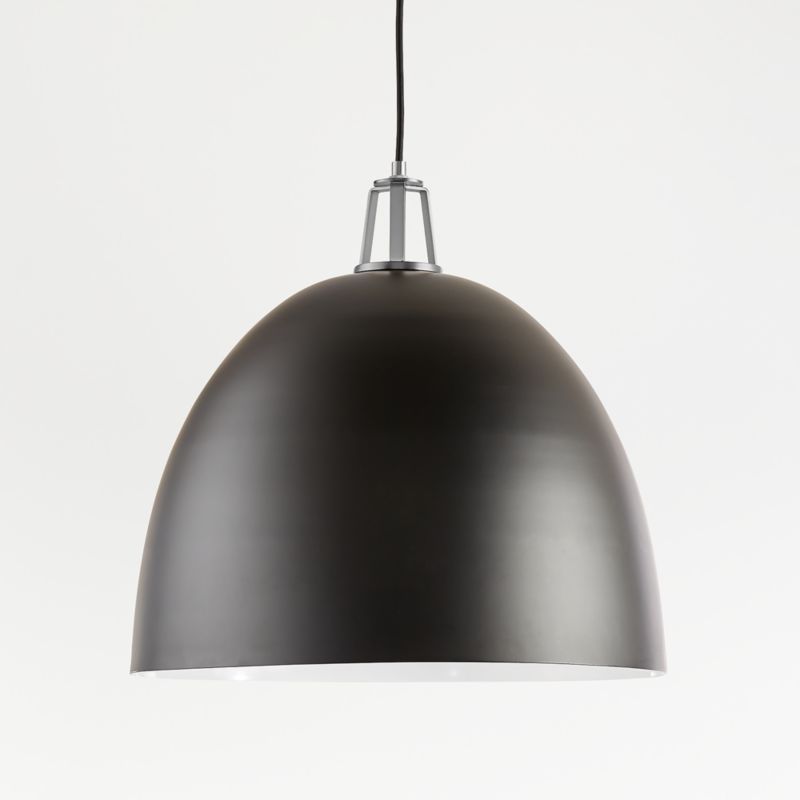Maddox Black Dome Pendant Large with Nickel Socket | Crate & Barrel | Crate & Barrel