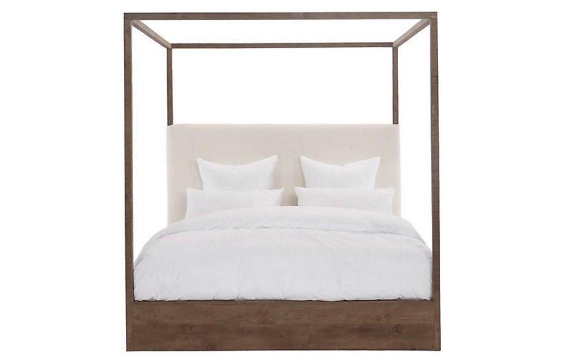 Eastern Canopy Bed, Ivory/Natural Linen | One Kings Lane
