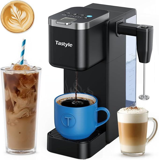 Single Serve Coffee Maker with Built-in Detachable Milk Frother, Iced and Hot Coffee Machine for ... | Amazon (US)