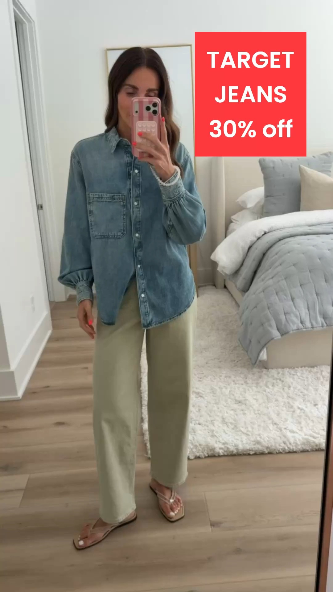 TARGET JEANS 30% off. A denim shirt and relaxed pants create an effortless outfit you'll wear from late summer into early fall. I'm wearing size S in shirt and size 2 in jeans.

#LTKSaleAlert #LTKOver40