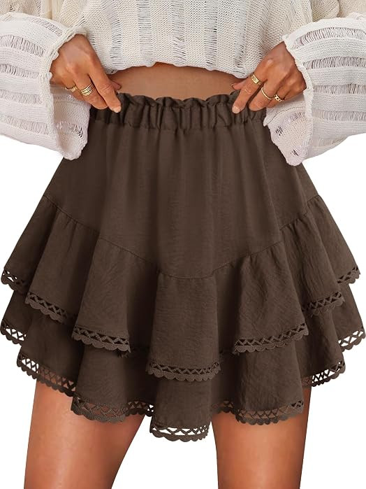 Ruffle Skort for Women Country Concert Outfit Western Skirt XS-XXL | Amazon (US)