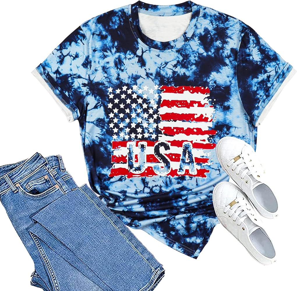 American Flag Shirt Women Patriotic T-Shirt 4th of July Independence Day Graphic Tees Shirts USA ... | Amazon (US)