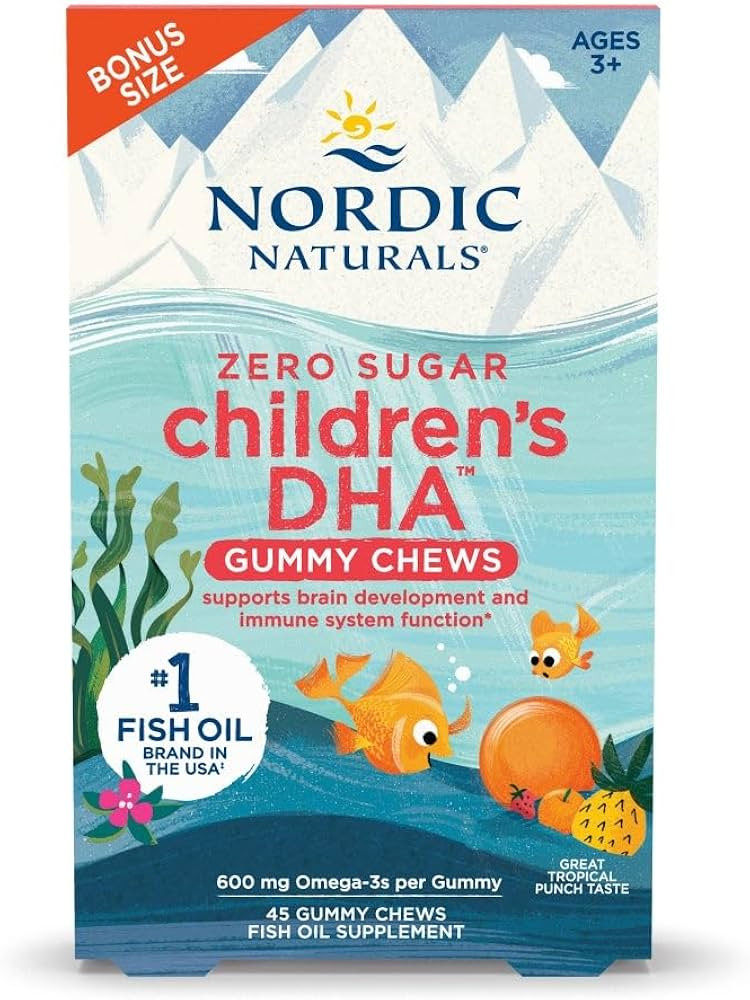 Nordic Naturals Zero Sugar Children\u2019s DHA Gummies, Tropical Punch - 45 Count | Amazon (US)