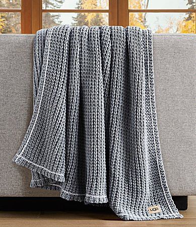 UGG Luna Waffle Knit Throw Blanket - Chambray | Dillard's