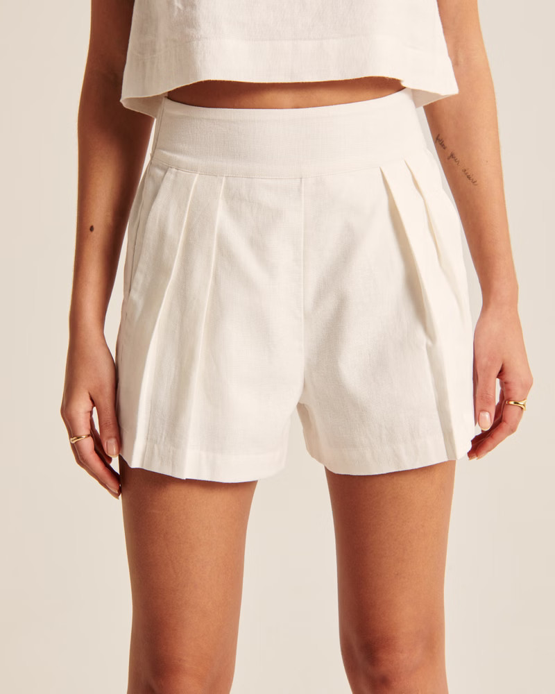 Ultra High Rise Linen-Blend Pull-On Short | Abercrombie & Fitch (US)