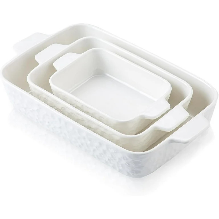 QLANS Casserole Dishes for Oven, Ceramic Baking Dishes Set of 3, Baking Pan Casserole Dish Set, R... | Walmart (US)