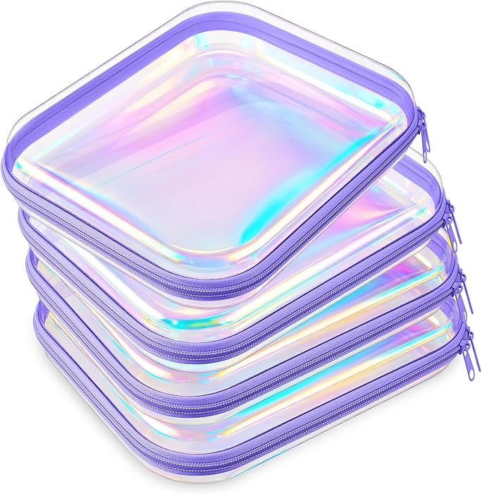 4 Pcs Hard Clear Zipper Case Makeup Bags Plastic Zipper Pouch Transparent Storage Box Containers ... | Amazon (US)
