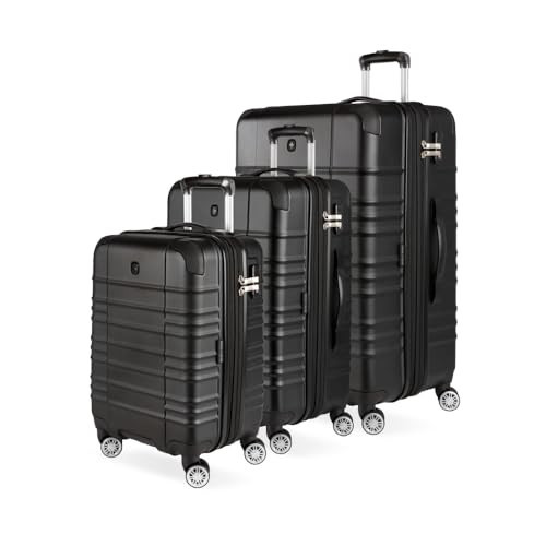 SwissGear Pro Expandable Lightweight Spinner with TSA Lock, Black Sonic, 3-Piece Set | Amazon (US)