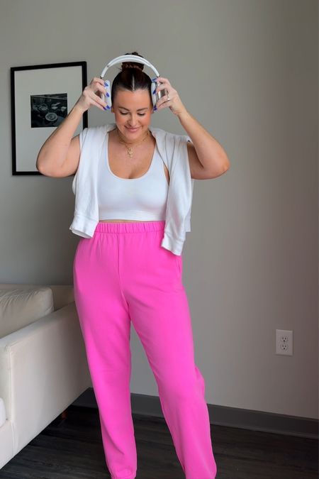 Spring outfit for hot girl walks or running errands!! 💐👟💞 I love the bright pink and wear a size large tall :) 

#LTKstyletip #LTKActive #LTKmidsize