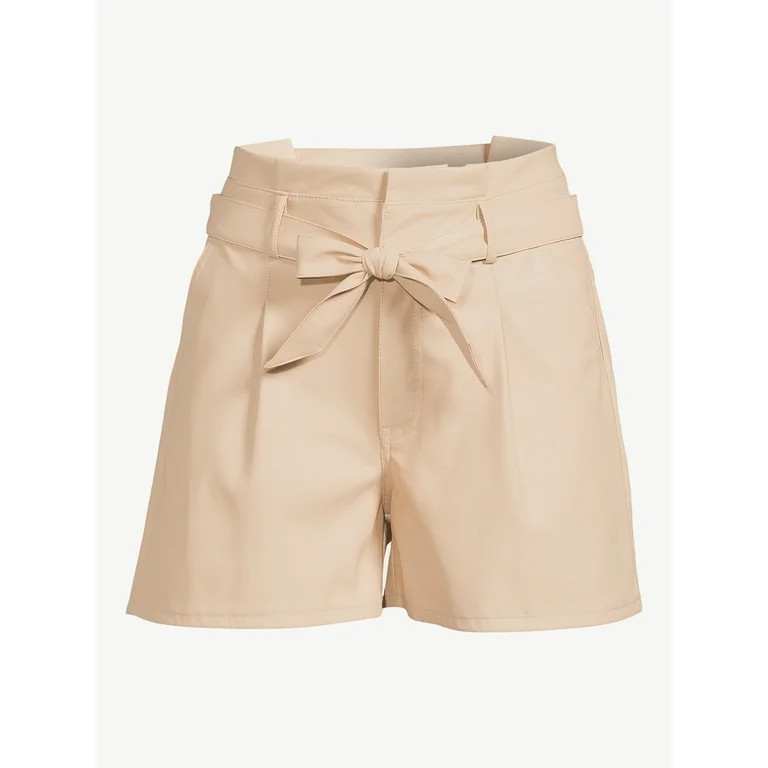 Sofia Jeans Women's Gabriela Relaxed Straight High Rise Faux Leather Shorts | Walmart (US)