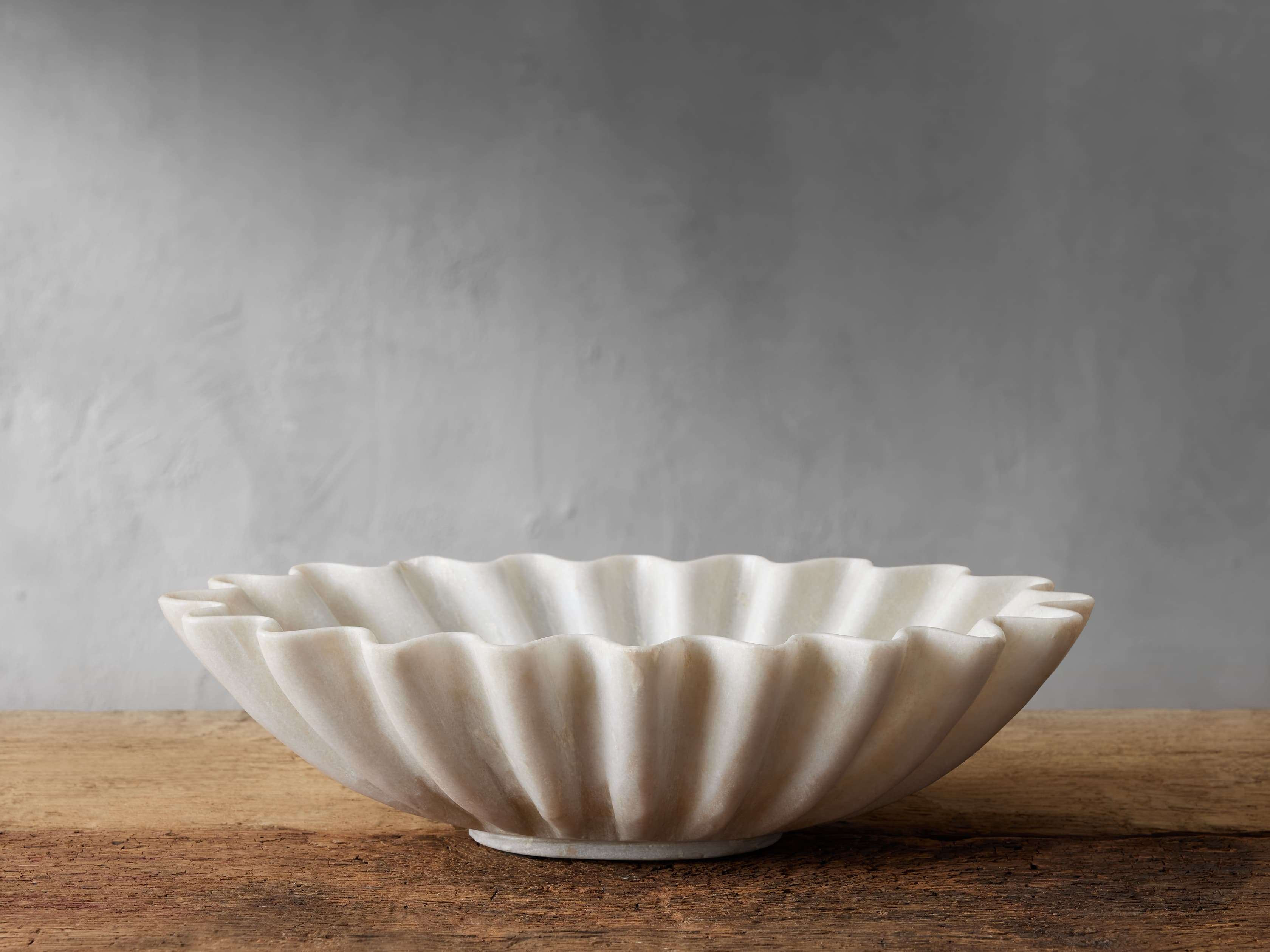 White Marble Ruffle Bowl | Arhaus