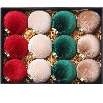 TackView 12 Pcs Velvet Christmas Ball Ornaments, 3.15" Christmas Baubles Christmas Tree Hanging Ball Set for Xmas Party Indoor Outdoor Decor, Red | Target