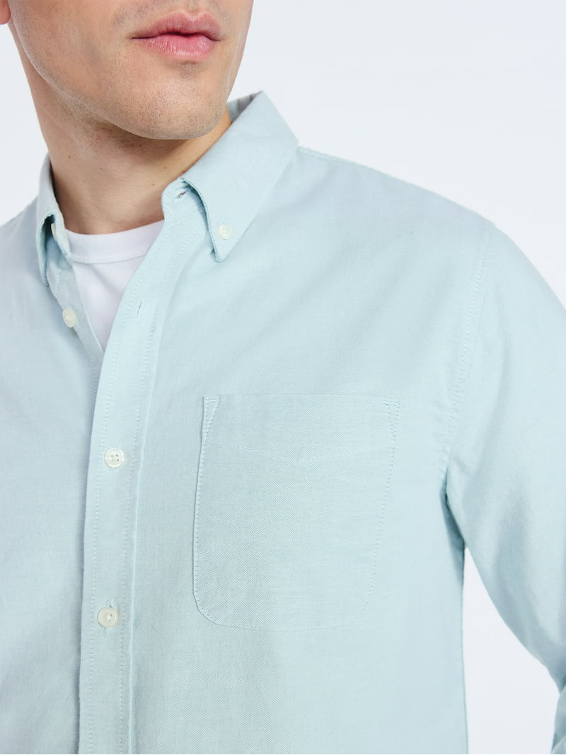 Free Assembly Men's Button Front Oxford Shirt with Long Sleeves, Sizes S-3XL | Walmart (US)