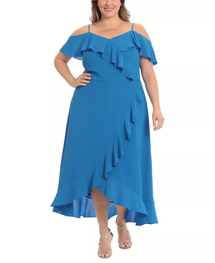 Plus Size Ruffled Cold-Shoulder Maxi Dress | Macy's