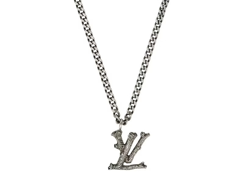 Men's Louis Vuitton LV Wood Necklace in Aged Silver | StockX