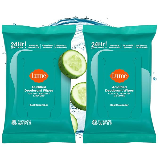 Lume Acidified Deodorant Wipes - 24 Hour Odor Control - Aluminum Free, Baking Soda Free, Skin Lov... | Amazon (US)