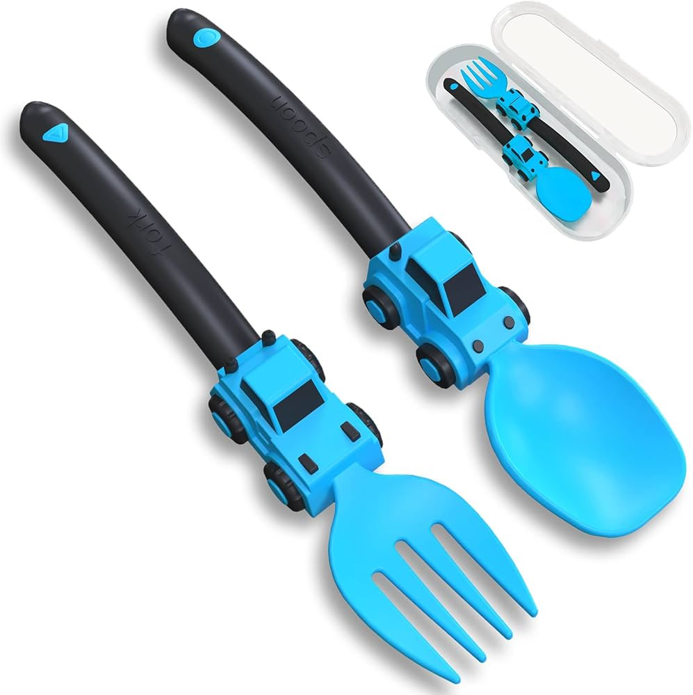 Construction Toddler Utensils - Toddler Forks and Spoons - Toddler Spoon and Fork Set - for Toddl... | Amazon (US)