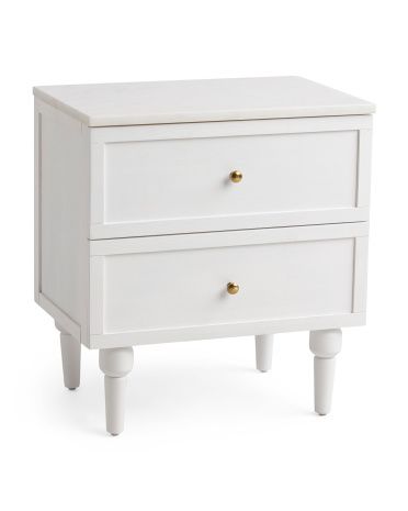 23in Marble Top  Wood Nightstand | TJ Maxx