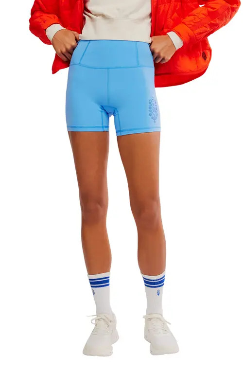 Free People Never Better Logo Bike Shorts in Riviera Blue at Nordstrom, Size Small | Nordstrom