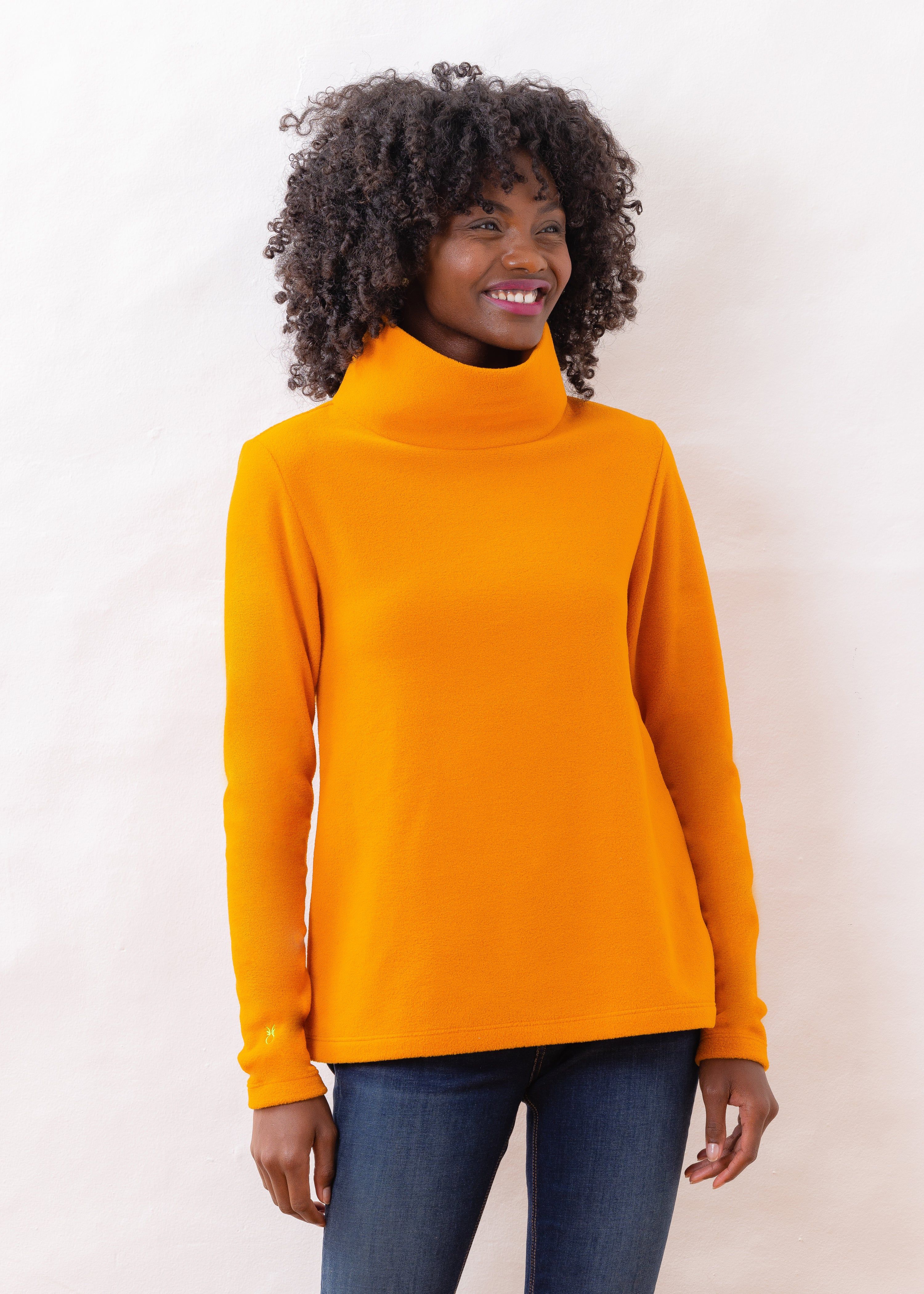 Greenpoint Turtleneck in Vello Fleece (Pumpkin) | Dudley Stephens