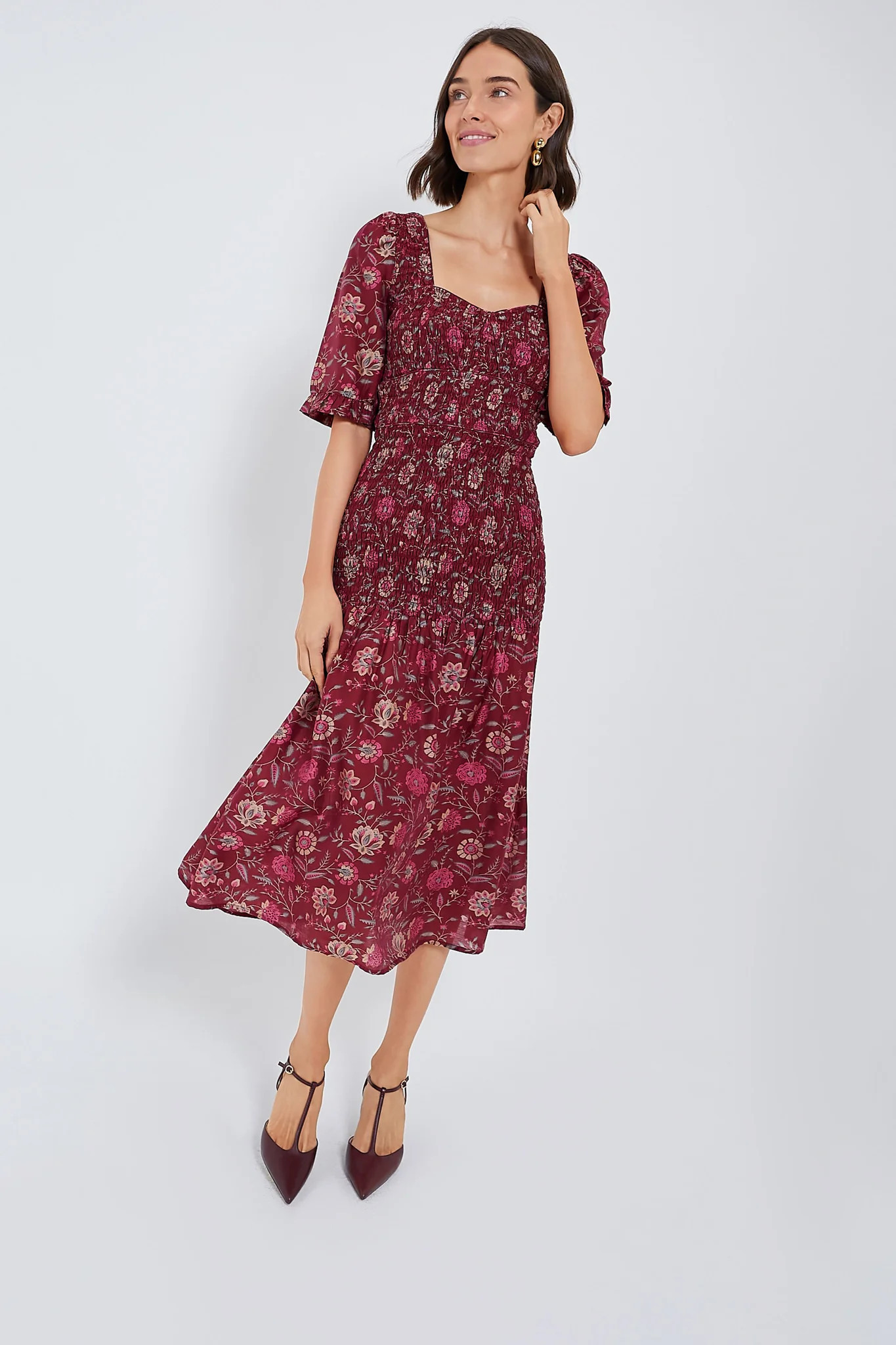 Magenta Famke Print Long Sleeve Heartneck Dress | Tuckernuck (US)