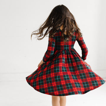 Tartan Long Sleeve Twirl Dress | Little Sleepies