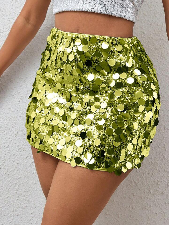 SHEIN Slayr Cekin Dopasowana spódnica | SHEIN