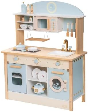 ROBUD Kids Kitchen Playset Wooden Kids Play Kitchen Set Pretend Play for Toddlers Boys Girls | Amazon (US)