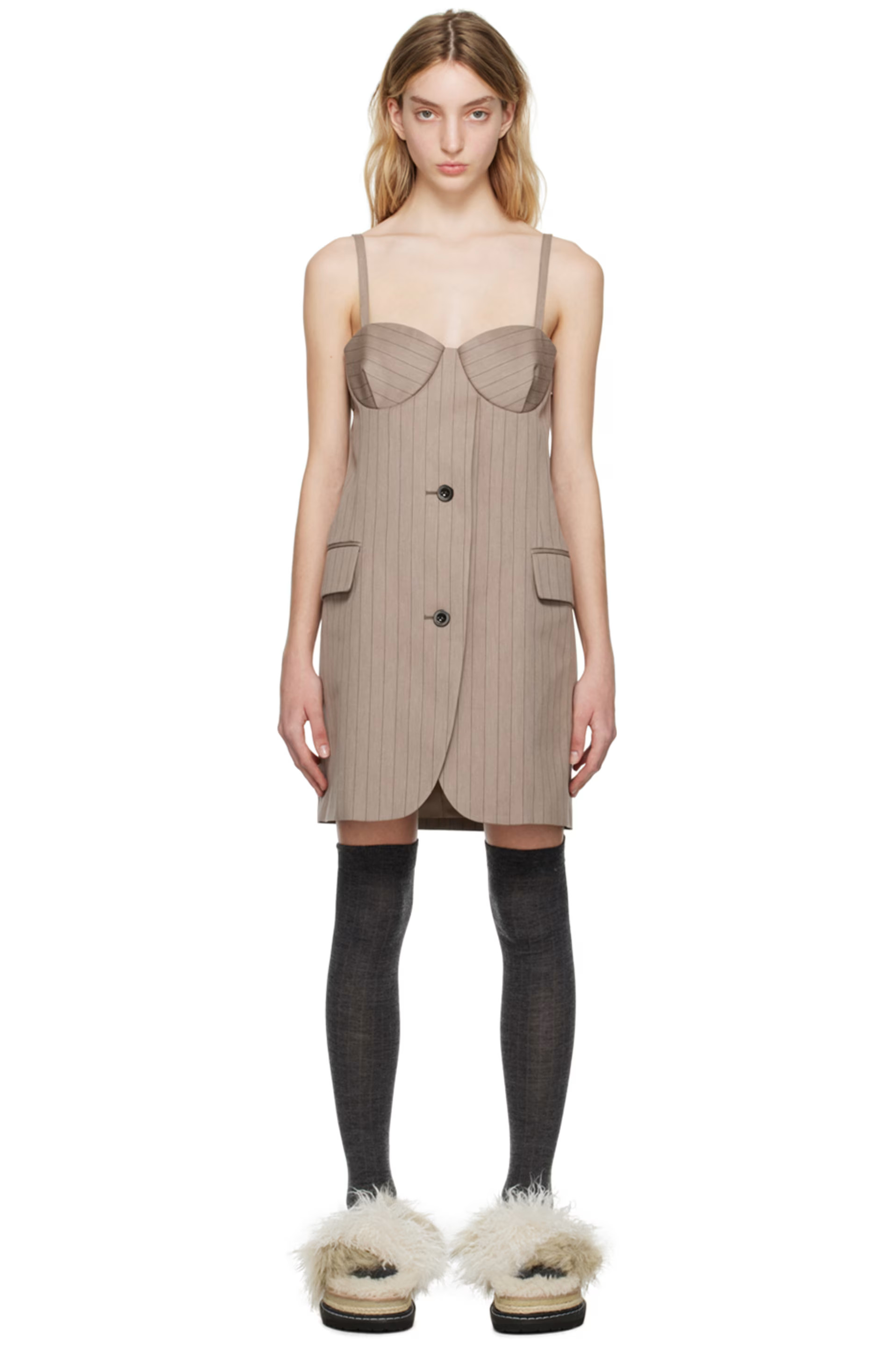 sacai - Beige Striped Camisole | SSENSE