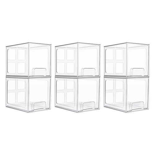 Vtopmart 6 pack Stackable Storage Drawers, 6.6''Tall Acrylic Bathroom Makeup Organizers,Clear Plastic Drawers For Vanity, Undersink, Kitchen Cabinet,Pantry Organization and Storage | Amazon (US)