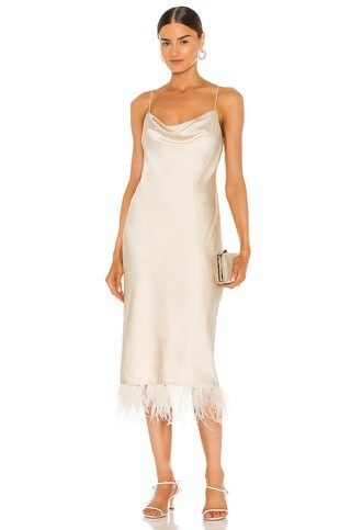 L'Academie The Mindy Midi Dress in Ivory from Revolve.com | Revolve Clothing (Global)