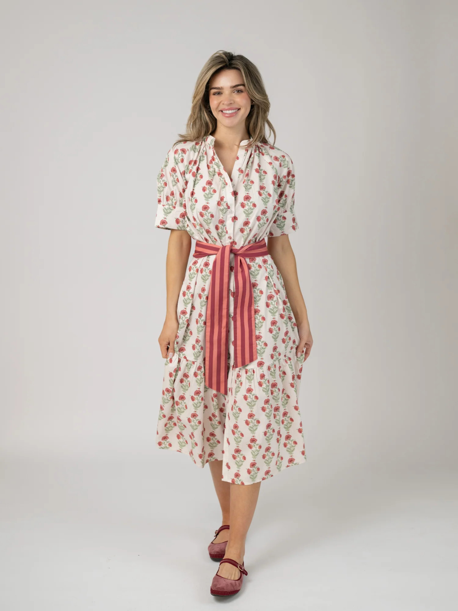 The Jane Midi Dress | Red Flower Chain | Beau & Ro