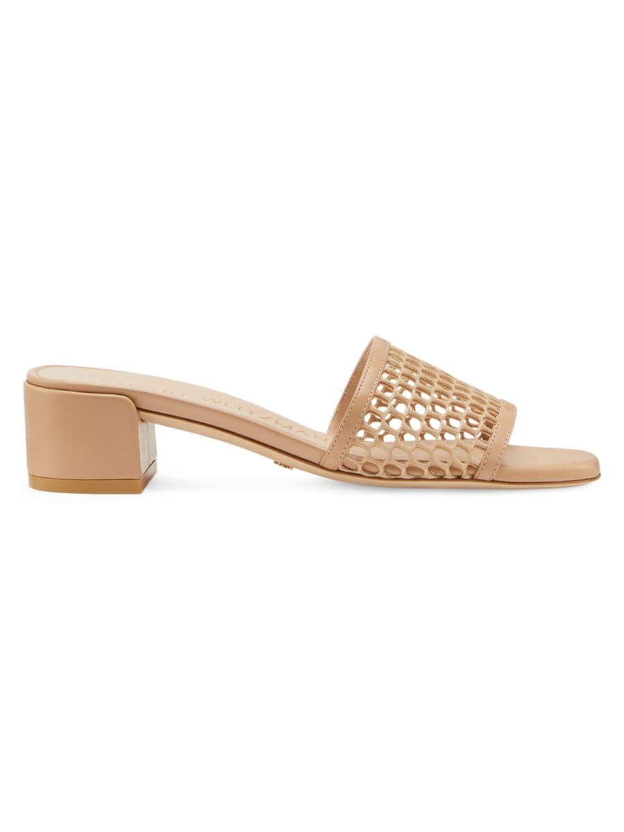 Caymen Mesh Block Heel Slides | Saks Fifth Avenue