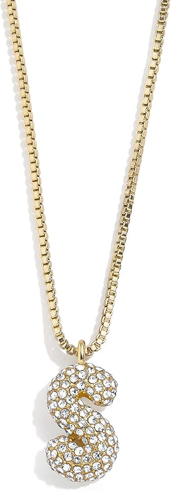 BaubleBar Gwen Mini Bubble Initial Necklace - Gold-Plated Bubble Letter Pendant, 17 Inch Chain wi... | Amazon (US)