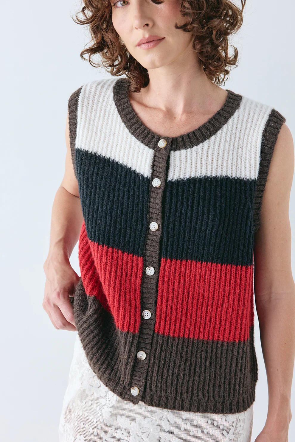 Bridgette Knit Vest Stripe | VRG Grl