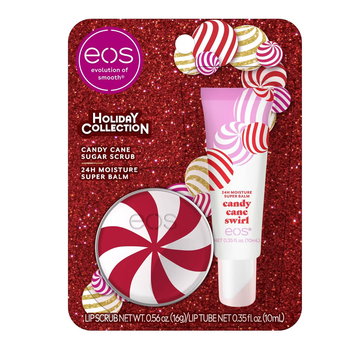 eos Holiday Lip Treatment Gift Set - Candy Cane Super Balm & Lip Scrub - 2pk | Target