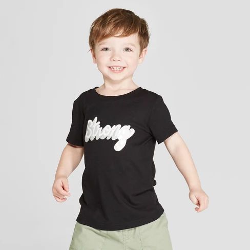 Toddler Boys' Short Sleeve "Strong" T-Shirt - Cat & Jack™ Black | Target