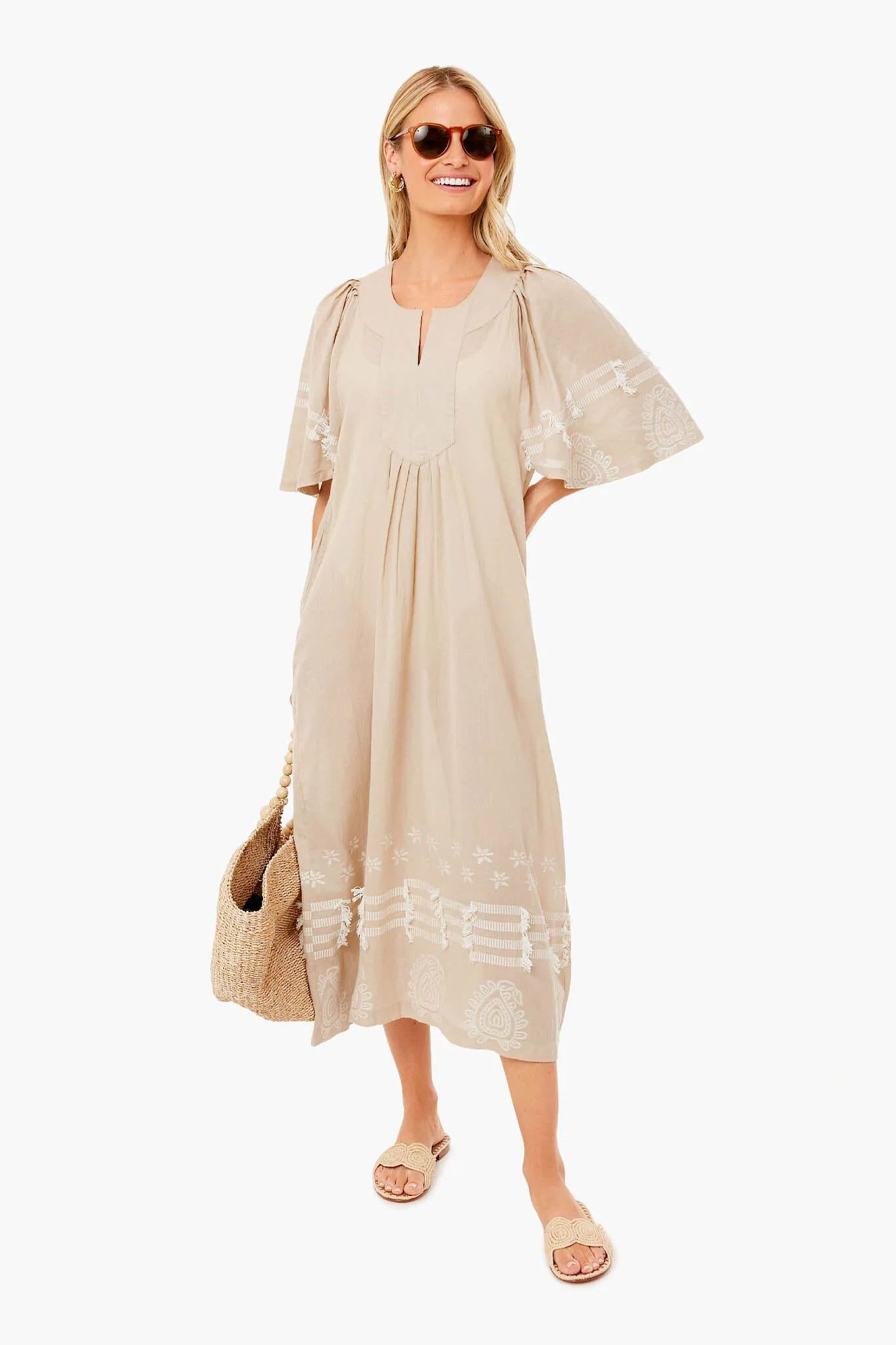 Sand Dune Maxi Finley Flutter Sleeve Caftan | Tuckernuck (US)