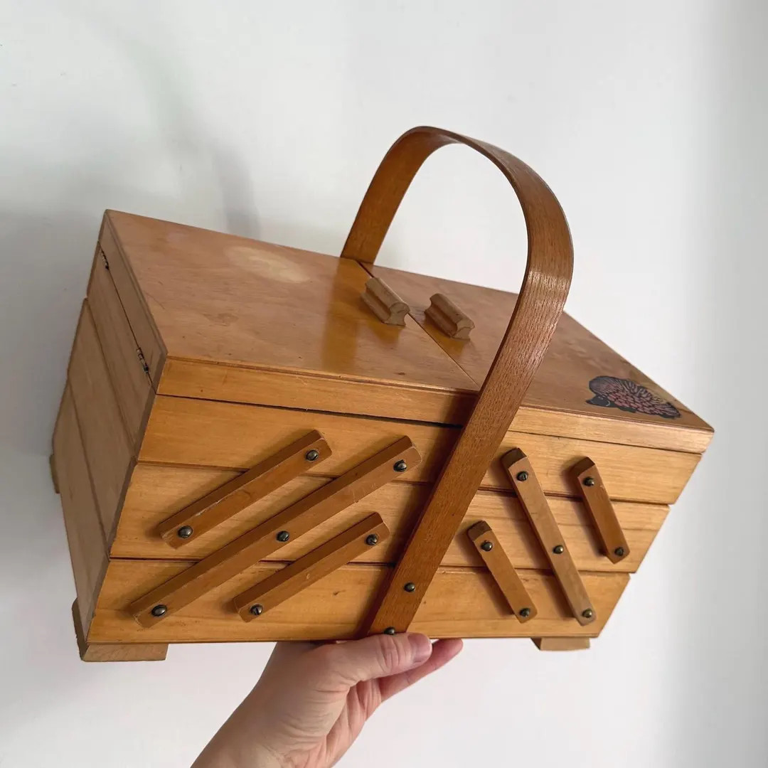 Vintage Haberdashery Wooden Box Made in Poland | Tier Cantilever Sewing Boxes | Retro Accordion C... | Etsy (US)