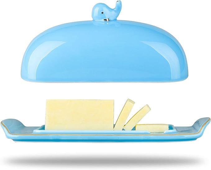 BFU Porcelain Butter Dish, Large Butter Dish with Whale Top Cover, Ceramic Butter Dishes with Han... | Amazon (US)