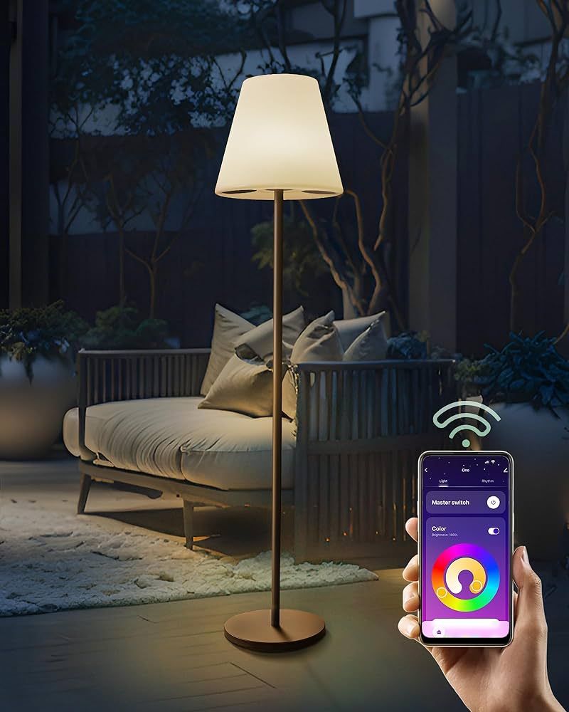 Outdoor Solar Floor Lamp with Bluetooth Speaker, APP Control Waterproof IP65 Outdoor Lamps for Pa... | Amazon (US)