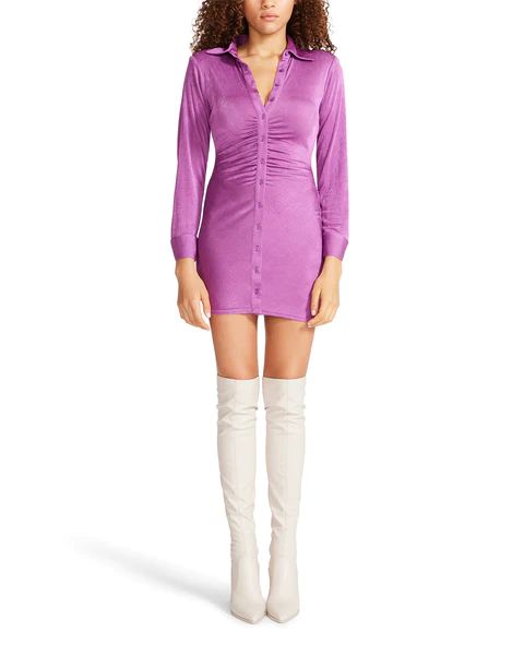 LONG SLEEVE BUTTON UP DRESS VIOLET | Steve Madden (US)