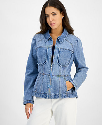 Democracy Women's Cotton Denim Peplum-Hem Jacket - Macy's | Macy's