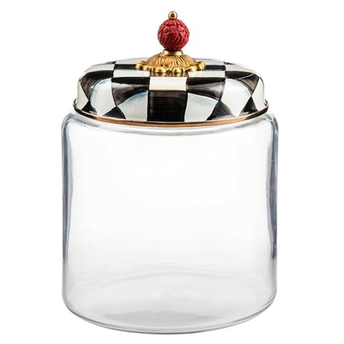 MACKENZIE-CHILDS Courtly Check Kitchen Canister, Decorative Black-and-White Glass Storage Jar with Lid, Large | Amazon (US)