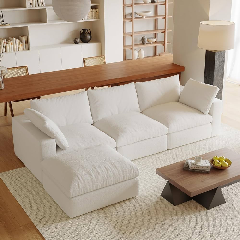 Acanva Modular L-Shaped Sectional Cloud Couch, Free Combination Minimalist Sofa with Shredded Lat... | Amazon (US)