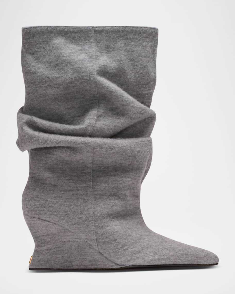 Balmain Flannel Wedge Ankle Boots | Neiman Marcus