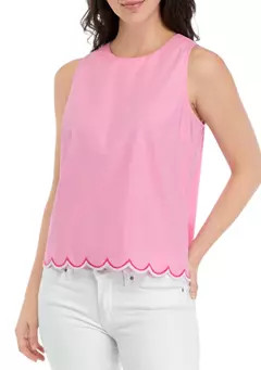 Crown & Ivy™ Women's Solid Scalloped Tank Top | Belk
