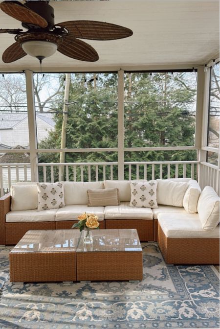 Outdoor couch - screened in porch - patio furniture 

#LTKSeasonal #LTKparties #LTKhome