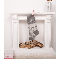 Reindeer Christmas Stockings, Personalised Wool Knit Stockings With Scandinavian Pattern, Intarsia Holiday Stocking Embroidery | Etsy (US)